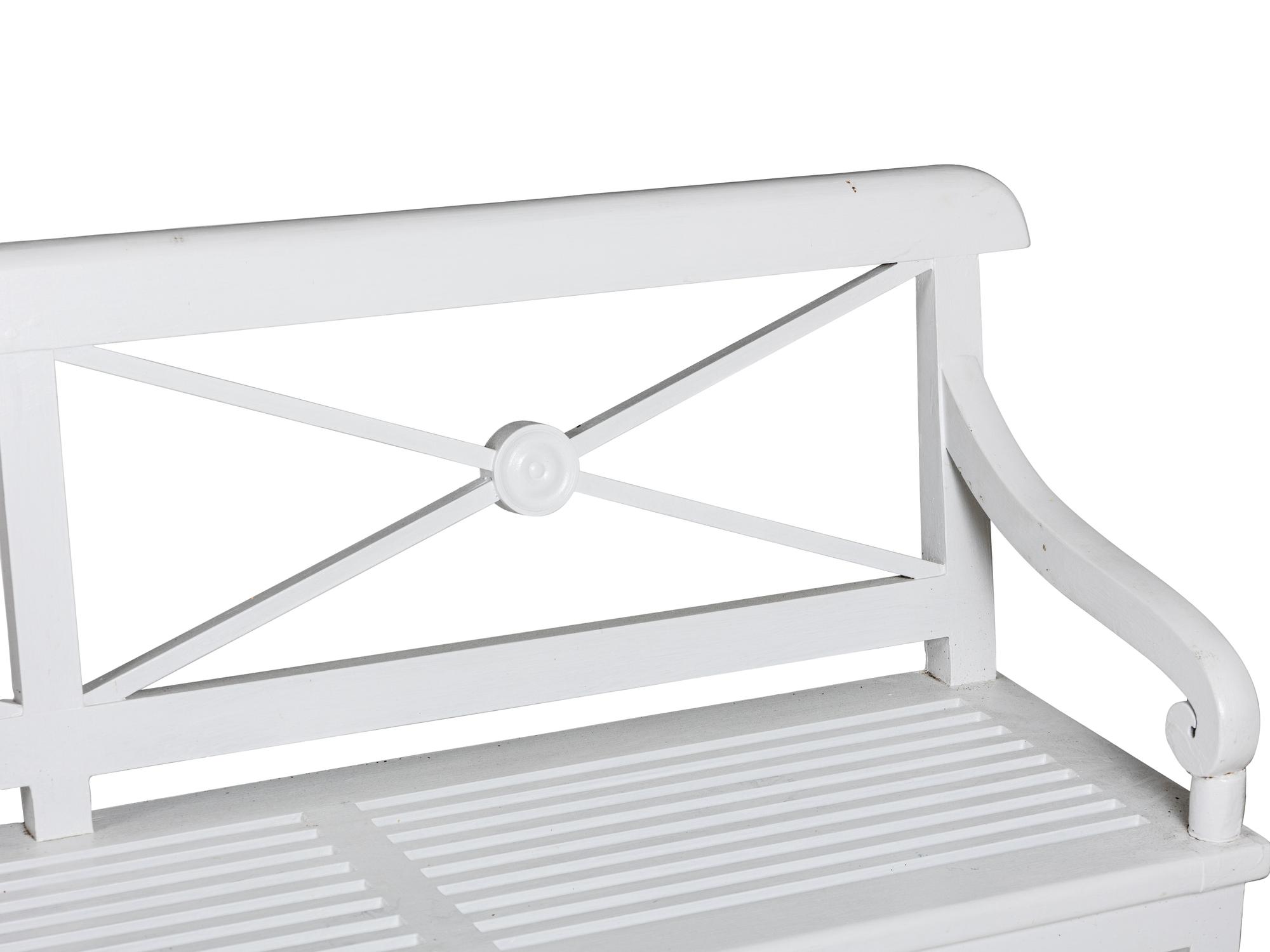 A White-Painted Wood Garden Bench