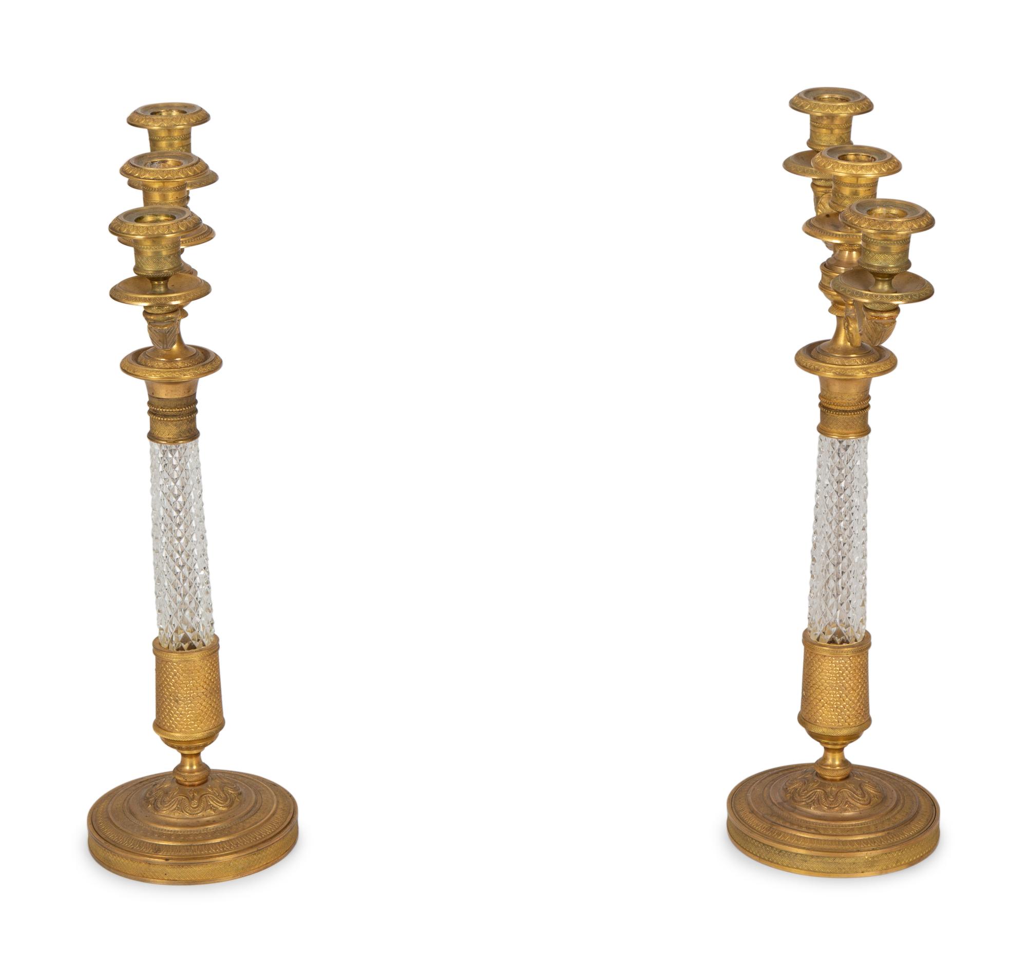 An Austrian Gilt Bronze and Cut Glass Table Garniture — 20TH CENTURY