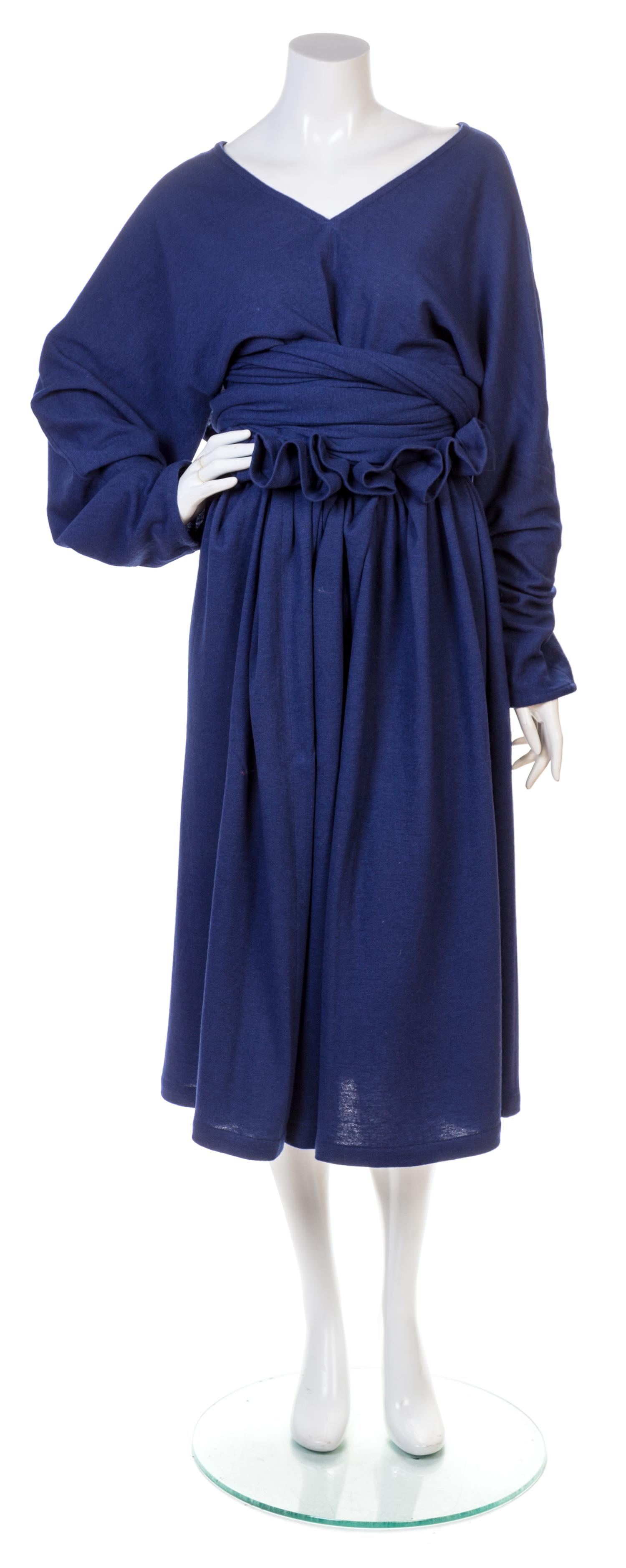 A Comme des Garcons Blue Wool Skirt Ensemble, No size.