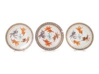 Three Chinese Export Famille Rose Porcelain Plates
