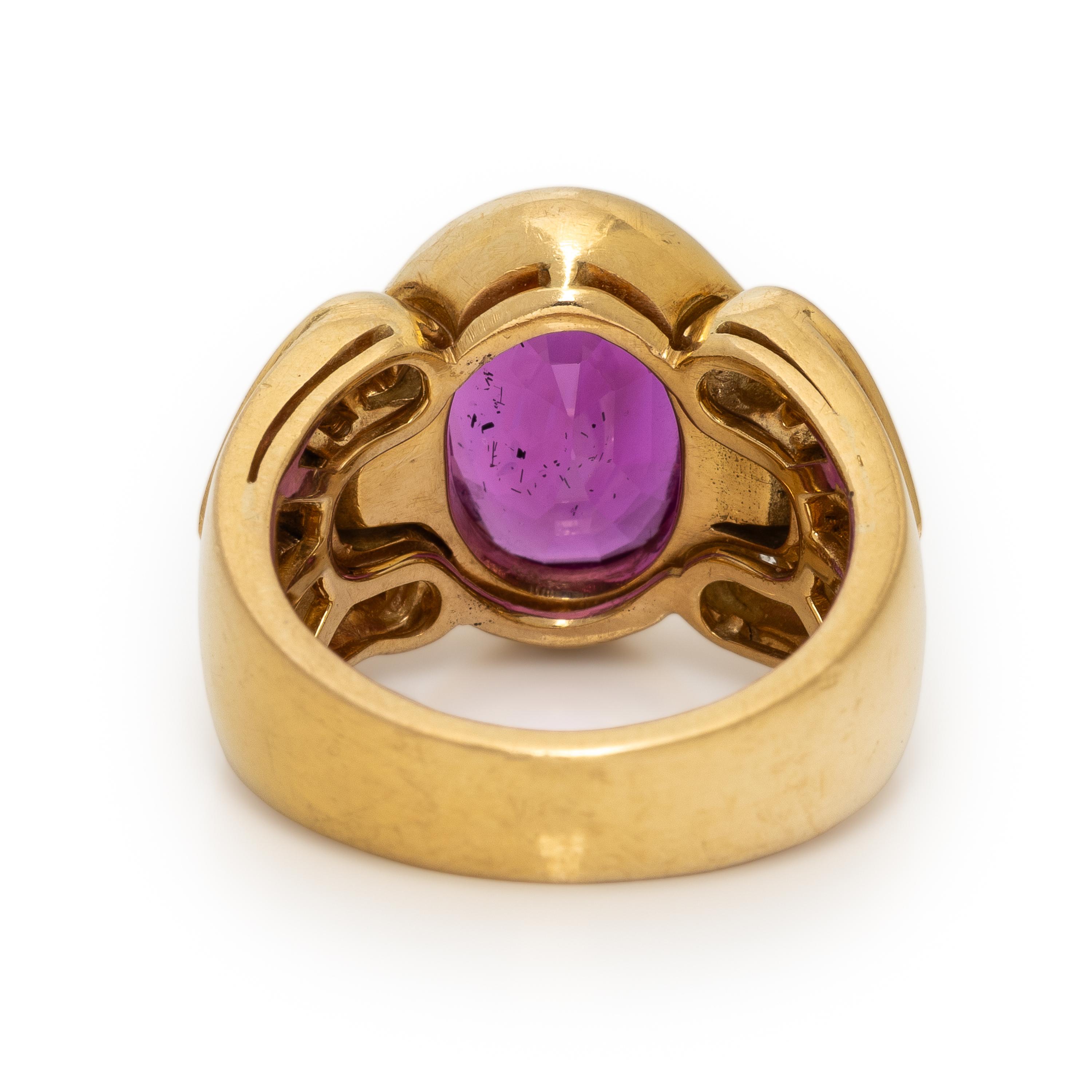 Bulgari, Ruby, Diamond, and Yellow Gold Ring