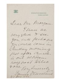 CLEVELAND, Frances (1864-1947). ALS. Executive Mansion, Washington, 27 December 1885.
