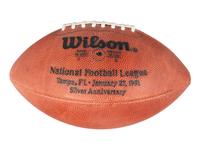 A Group of Eight Wilson Super Bowl Official Footballs and Promotional Poster,