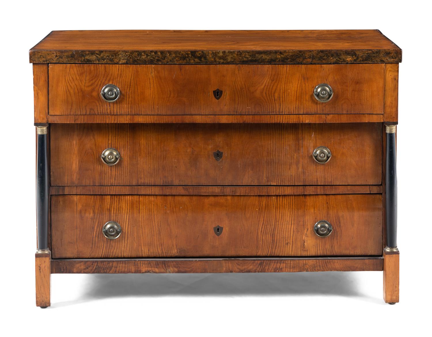 A North European Part-Ebonized Birch Commode