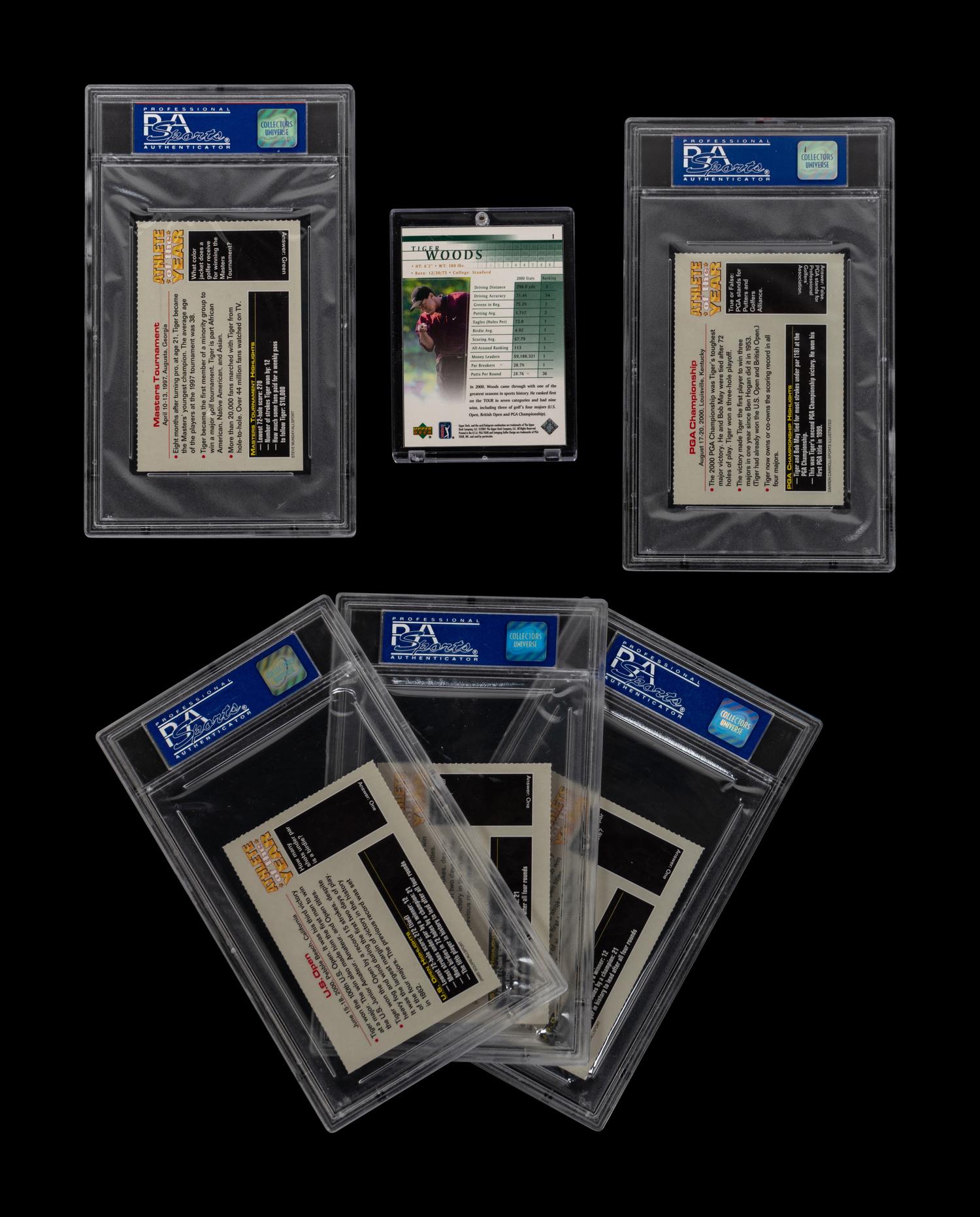 A Group of Six 2001 Tiger Woods Golf Cards