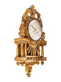 A Gustavian Style Giltwood Wall Clock