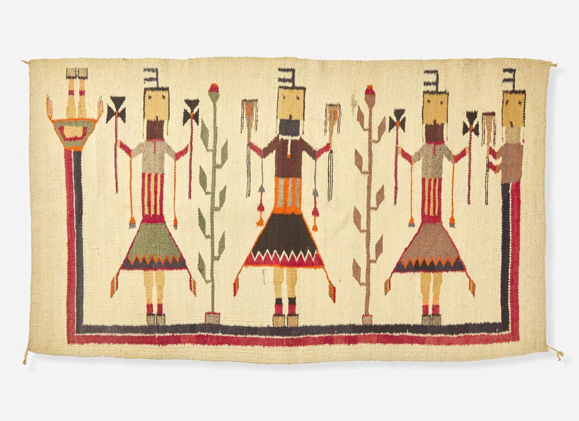 A small woven Navajo Yei rug, 20th century