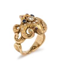 LALAOUNIS, YELLOW GOLD, DIAMOND AND GEMSTONE RING