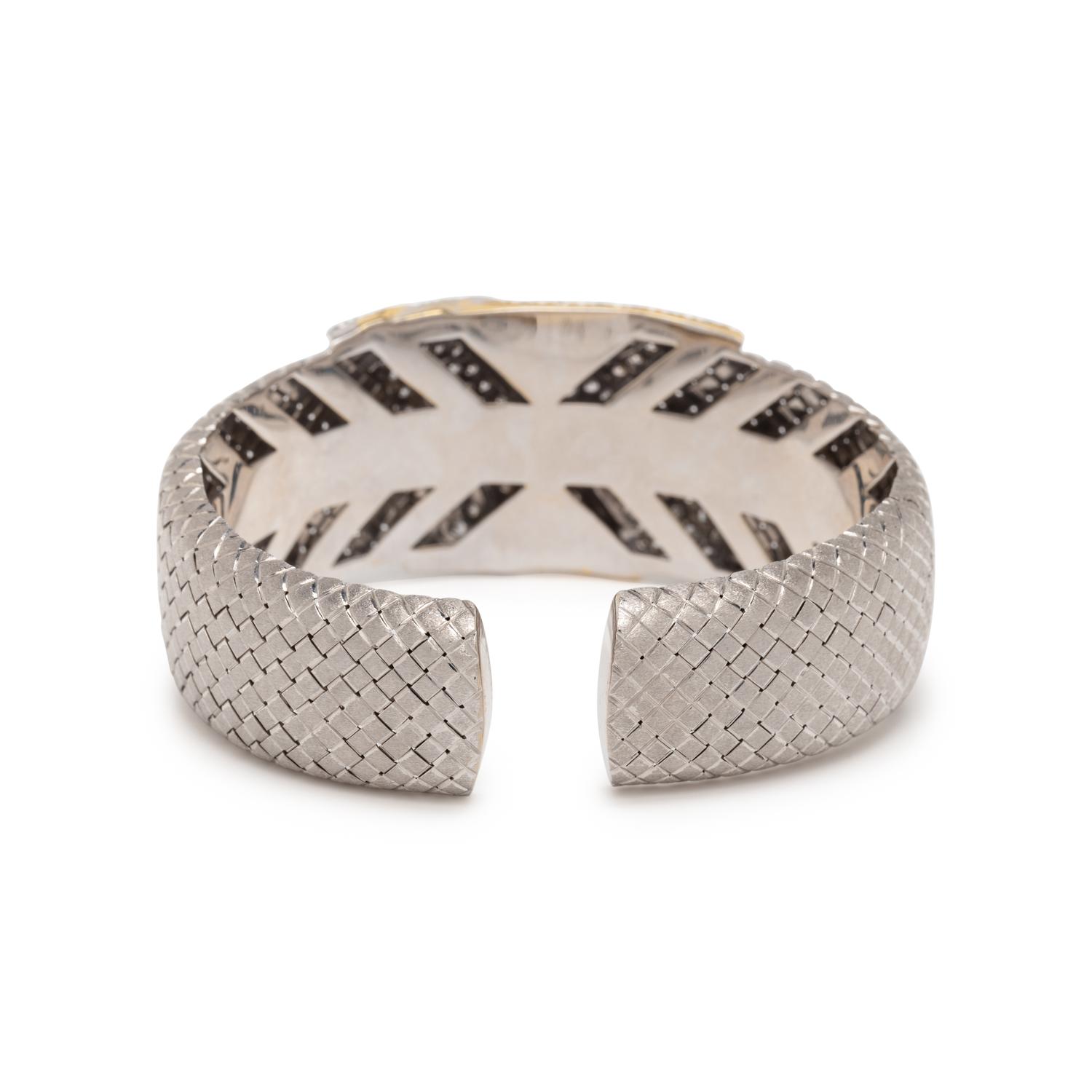 BICOLOR GOLD AND DIAMOND CUFF BRACELET