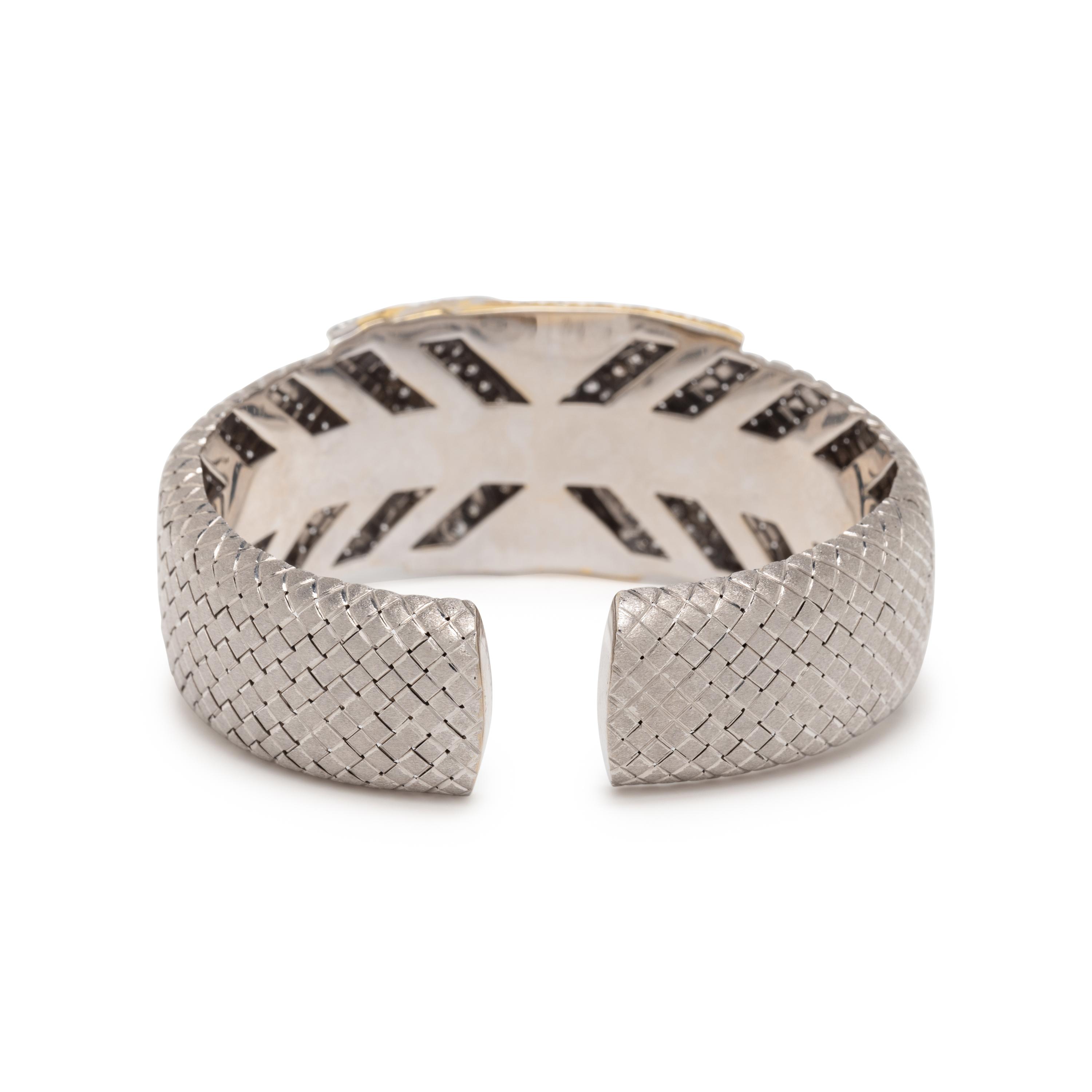 BICOLOR GOLD AND DIAMOND CUFF BRACELET