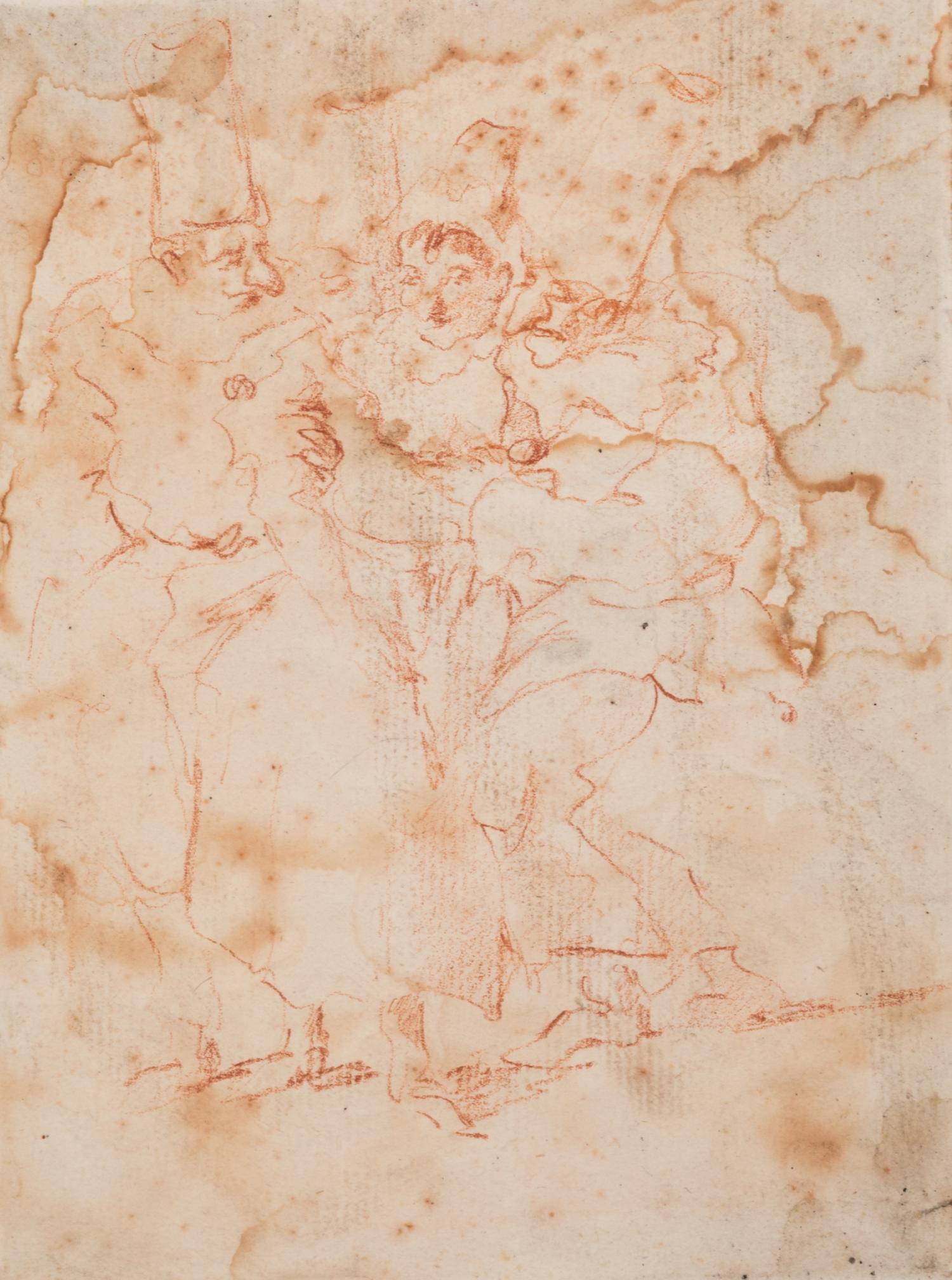 School of Tiepolo, (Italian, 1696-1770), Three Punchinellos