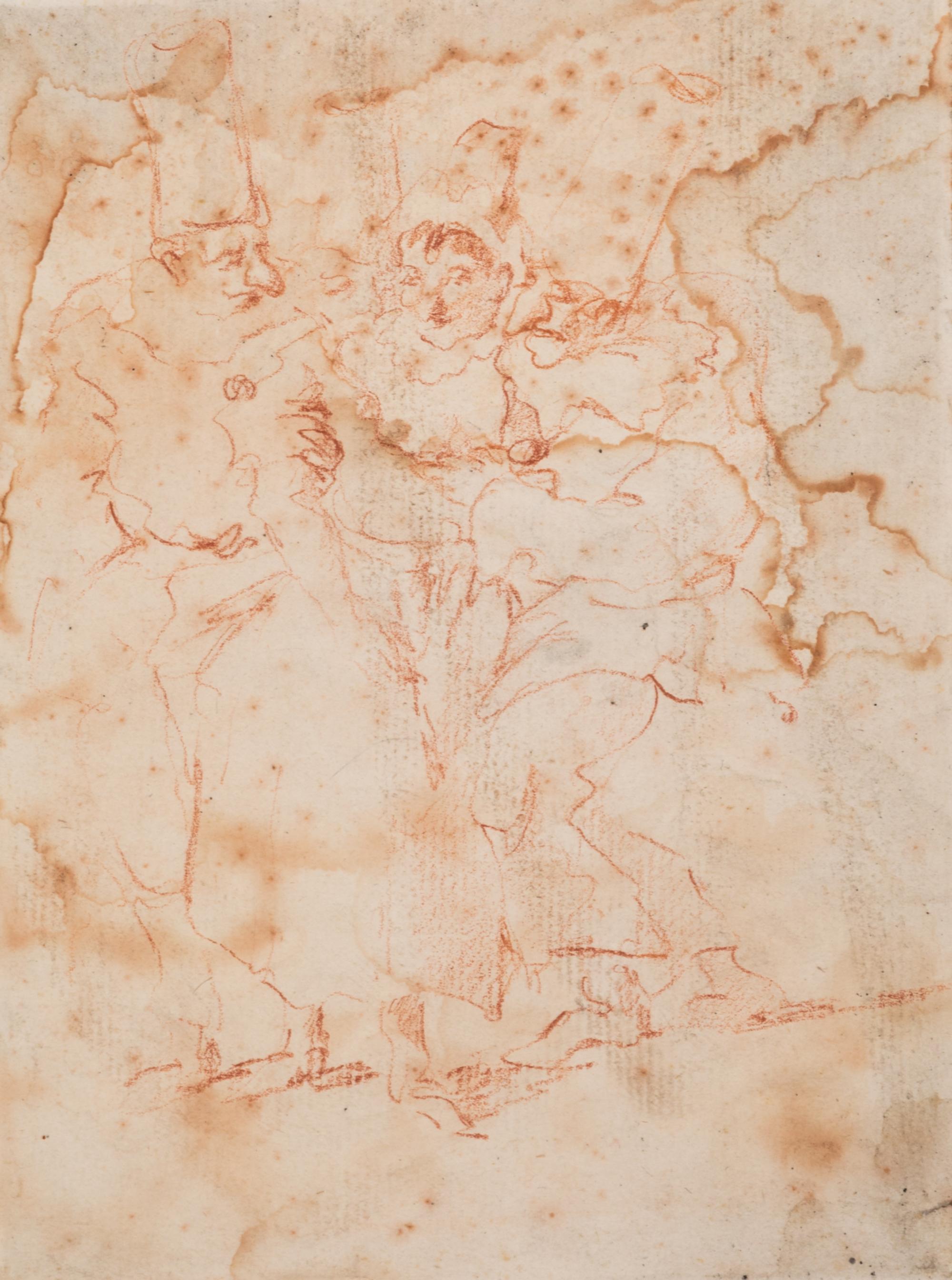 School of Tiepolo, (Italian, 1696-1770), Three Punchinellos