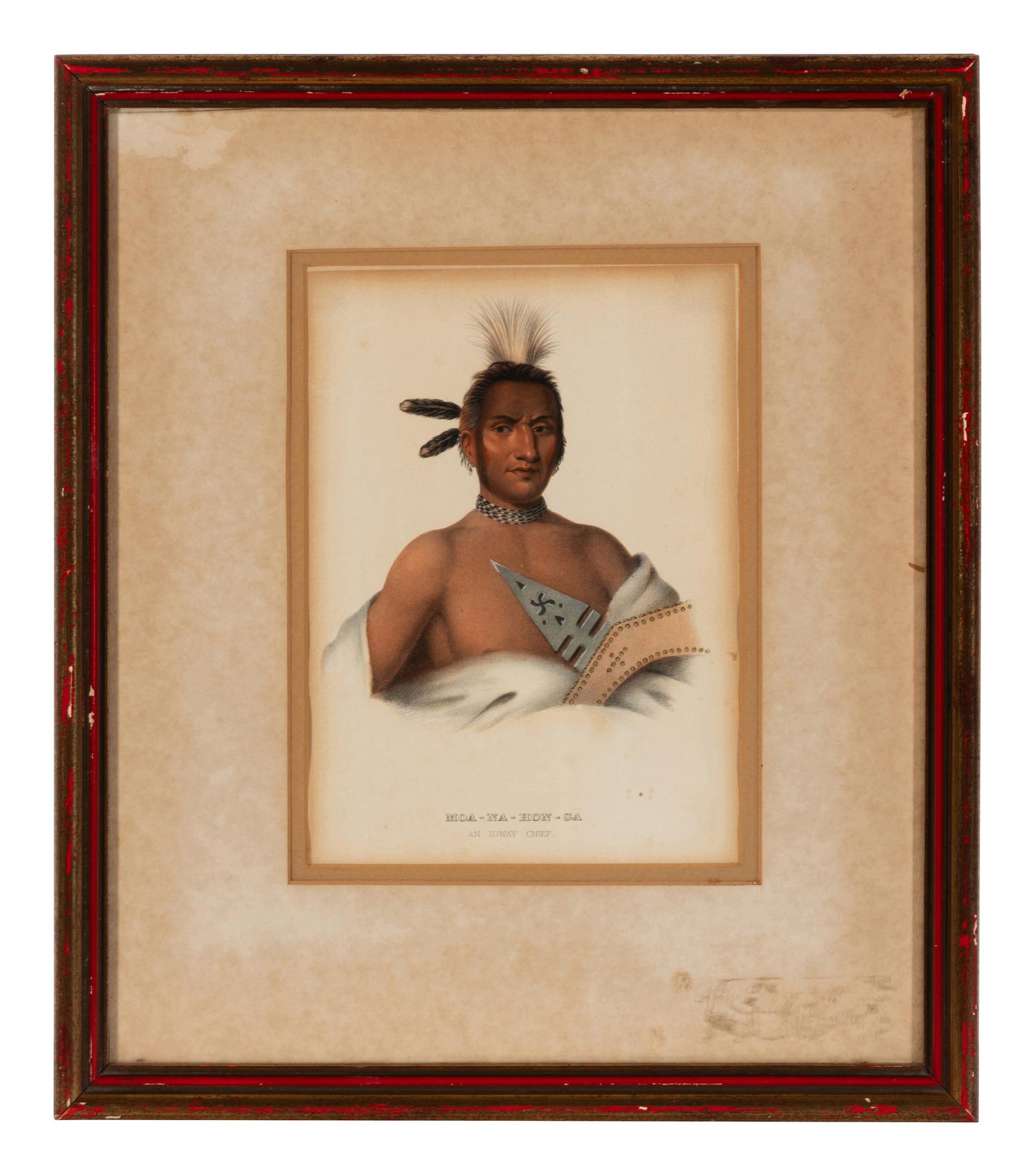 A Set of Three Illustrations for History of the Indian Tribes of North America by Thomas L. McKenney and James Hall