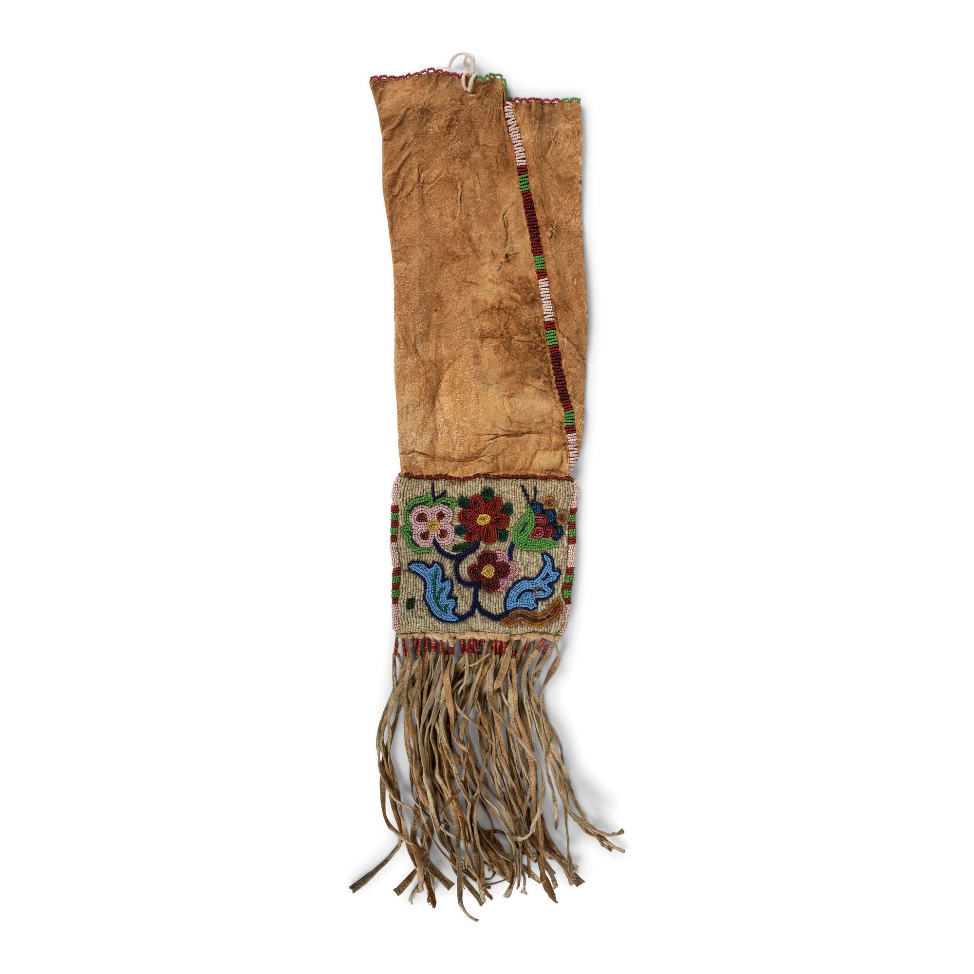 Anishinaabe Beaded Hide Tobacco Bag
