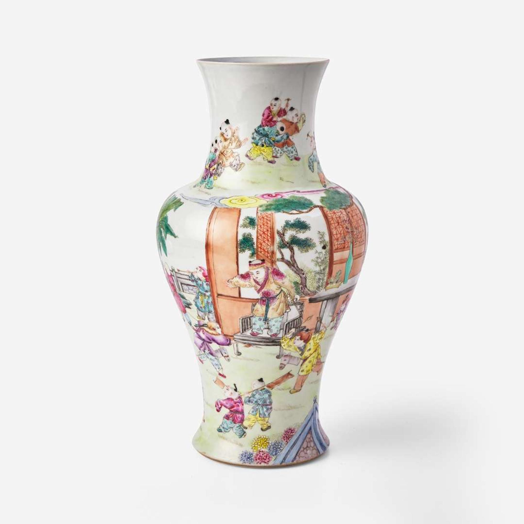A Chinese famille rose-decorated baluster vase 粉彩棒槌瓶 Possibly Republic period ?????