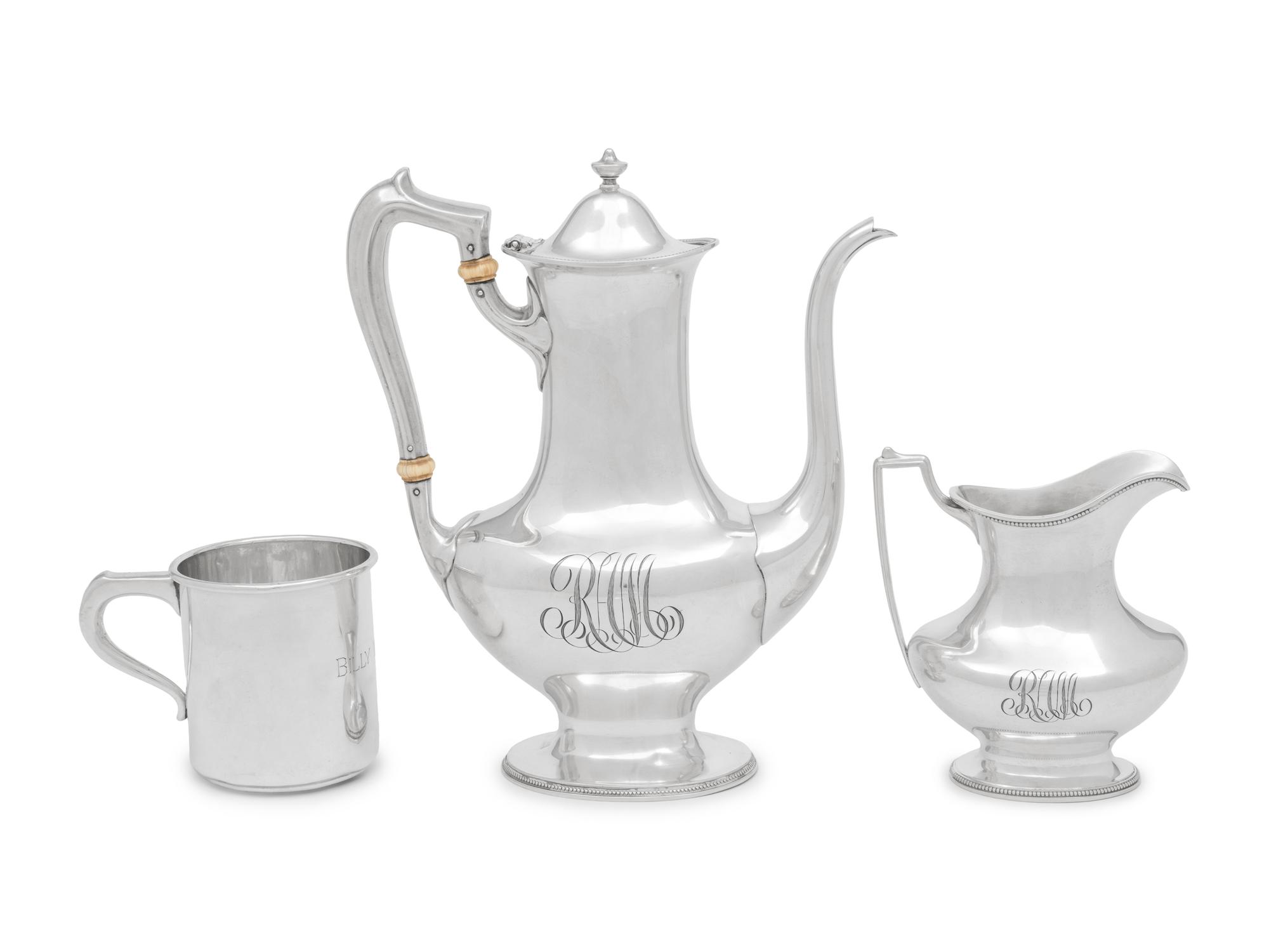 A Gorham Silver Three-Piece Coffee Service