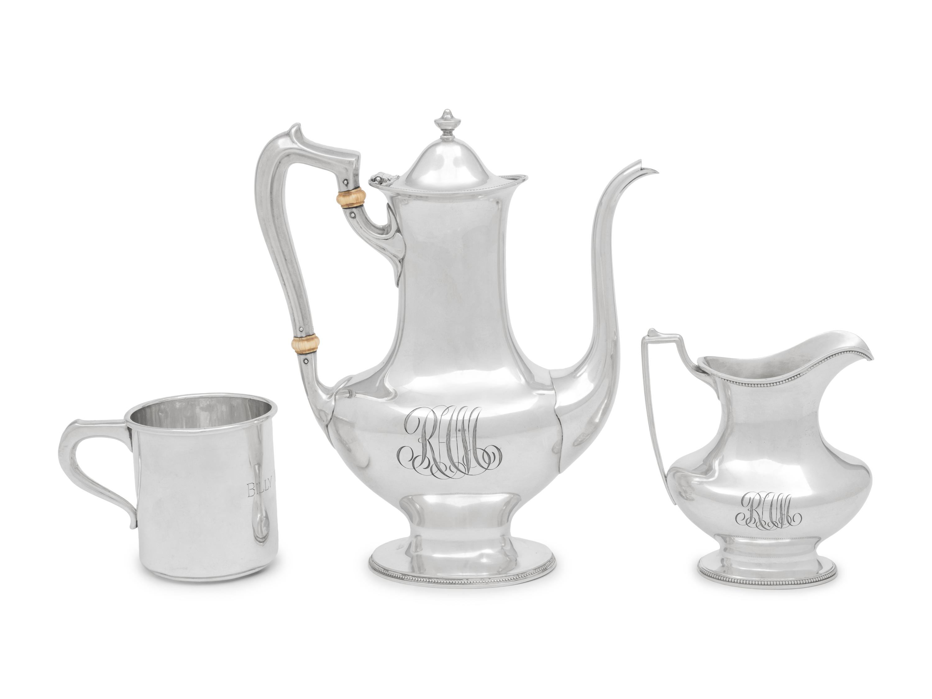 A Gorham Silver Three-Piece Coffee Service