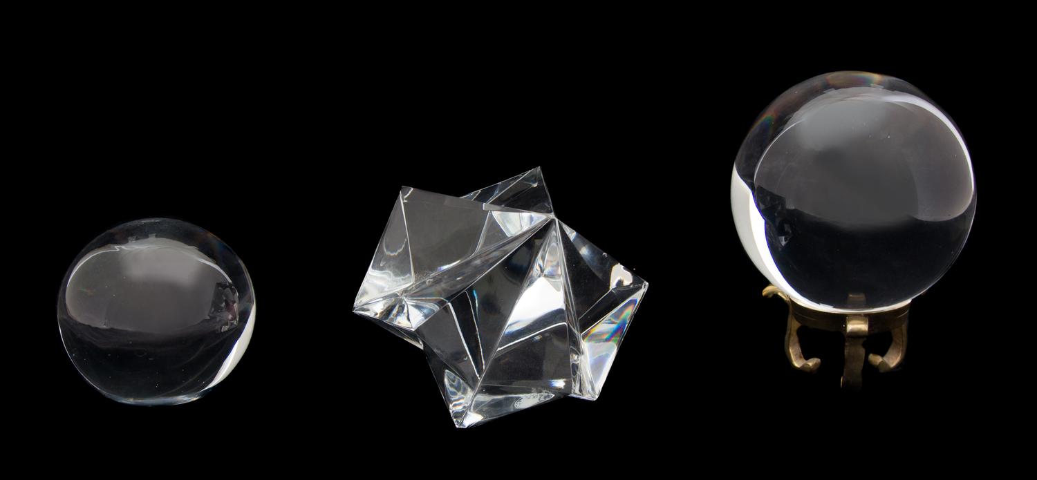 Three Crystal Paperweights Height of largest 5 inches. — 20TH CENTURY
