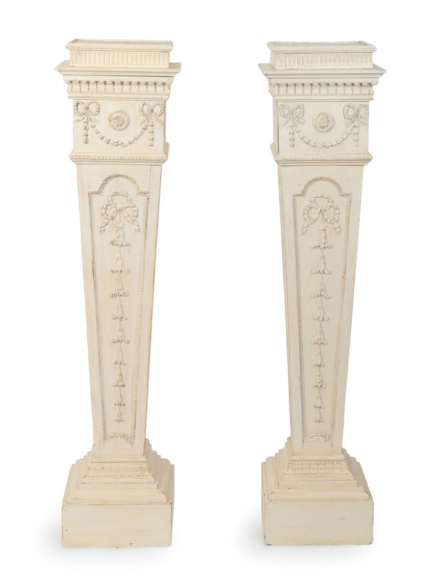 A Pair of George III Later-Painted Pedestals — EARLY 19TH CENTURY