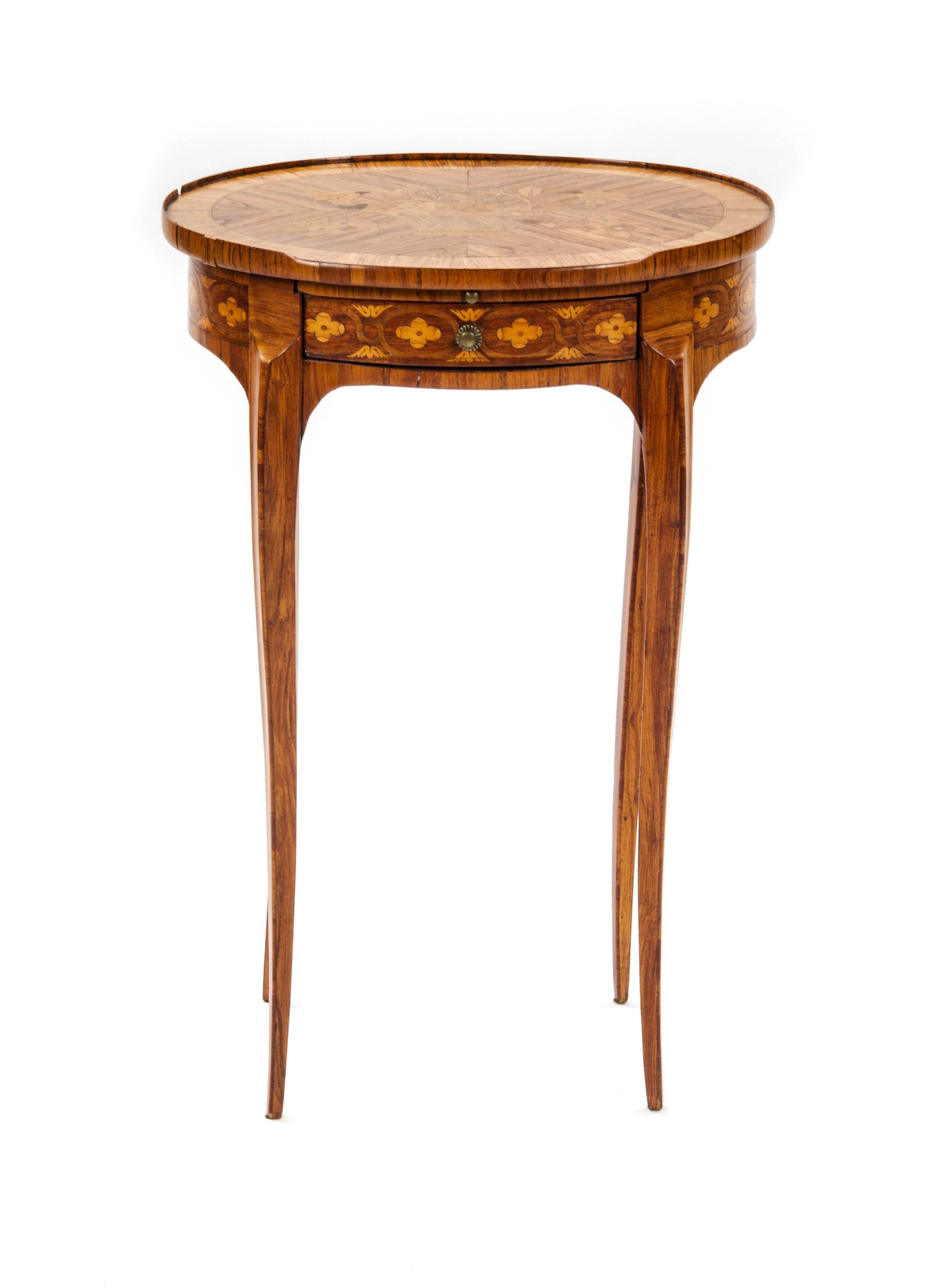 A Louis XV Marquetry Table a Ecrire, 18TH CENTURY WITH ALTERATION, Height 27 1/2 x width 18 1/2 x depth 14 7/8 inches. — 18TH CENTURY WITH ALTERATION,