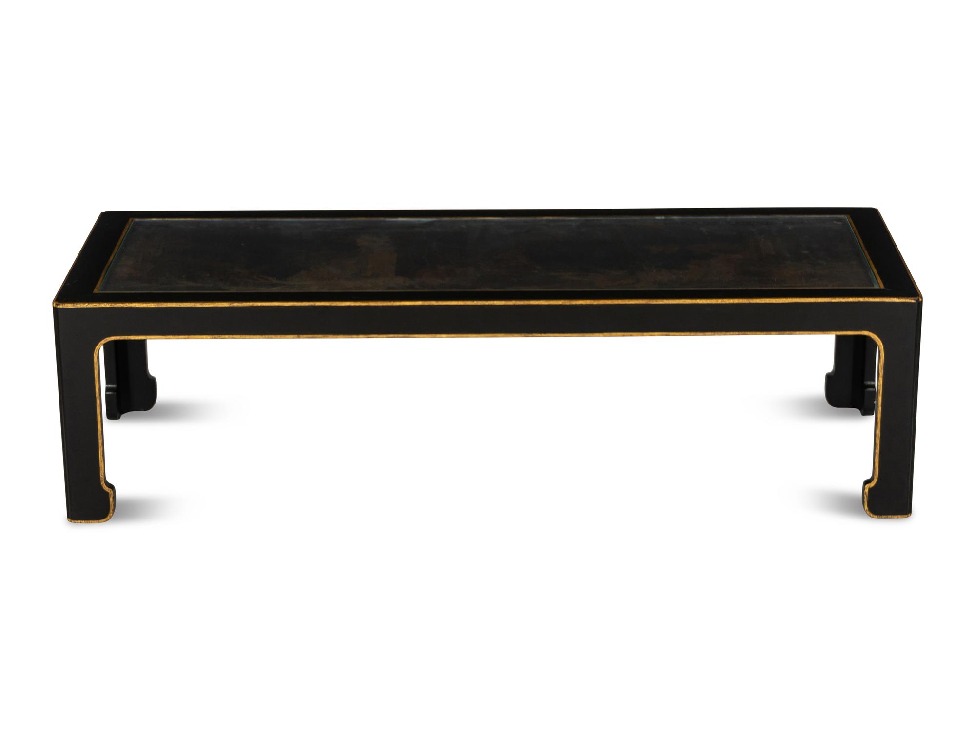 An Ebonized and Parcel Gilt Japonesque Cocktail Table