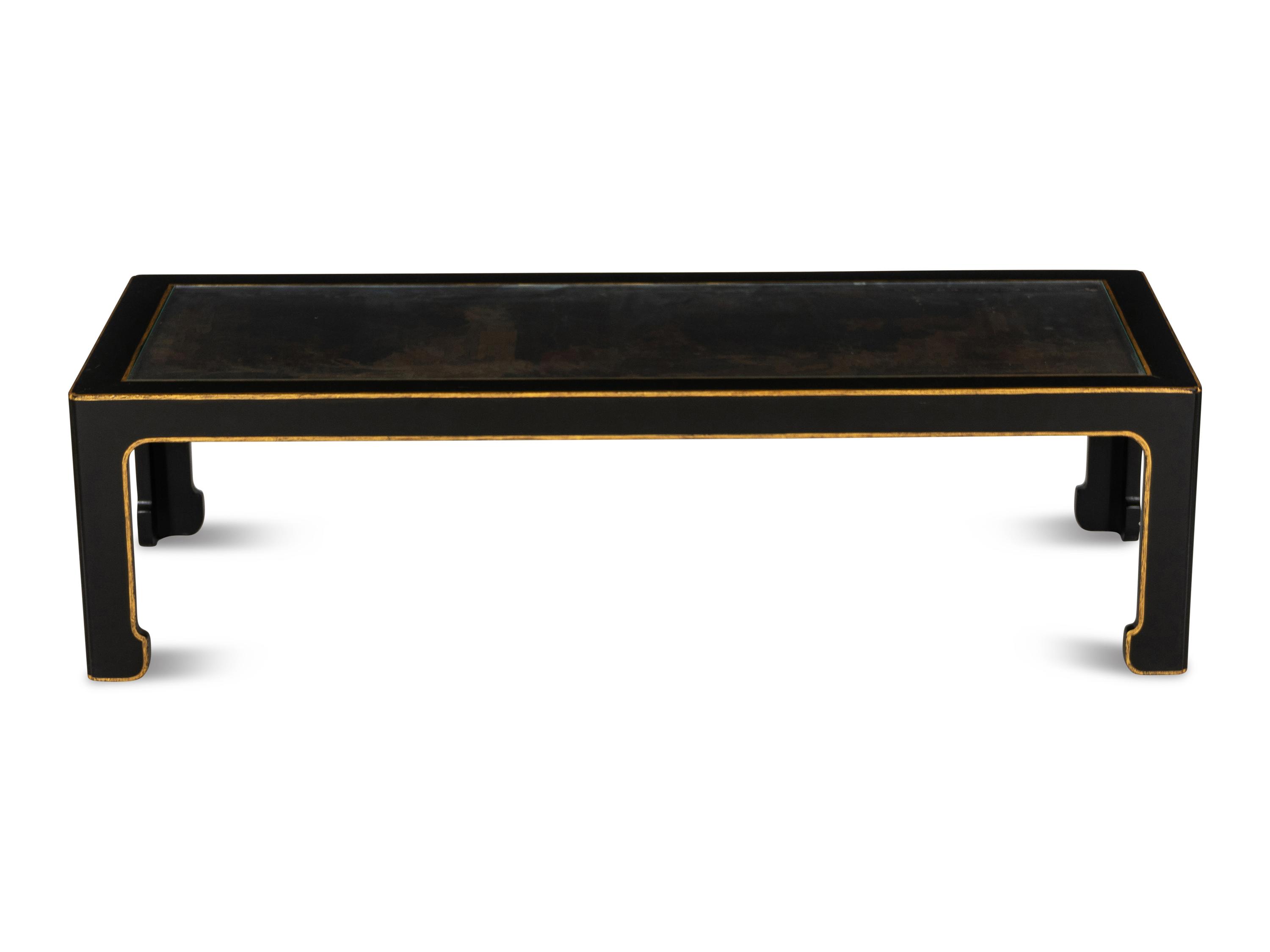 An Ebonized and Parcel Gilt Japonesque Cocktail Table