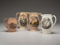 Four Patriotic Creamware Pitchers
