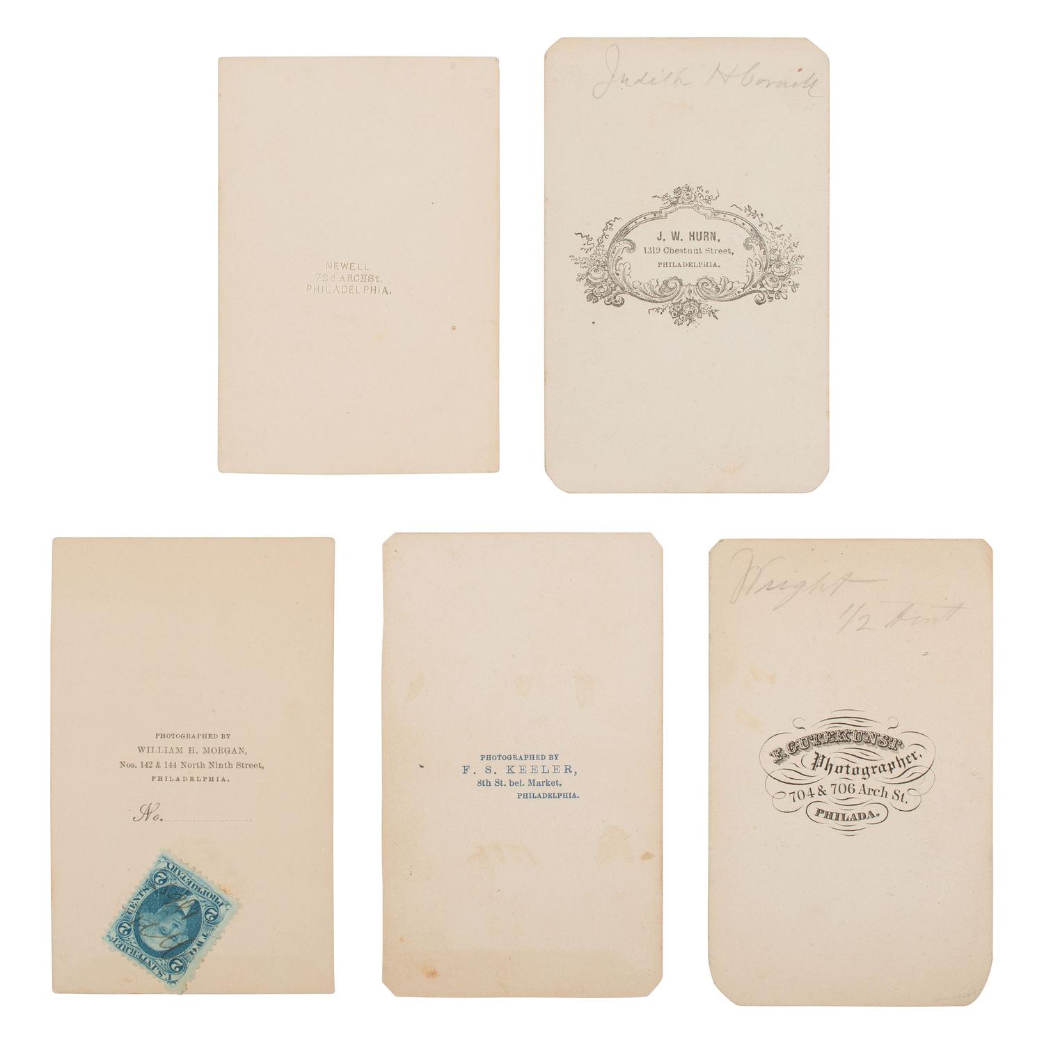 [Early Photography] Group of 19 Photographs of Quakers, incl. Lucretia Mott and Brigflatts Meeting House.