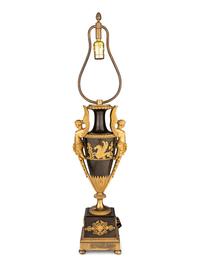 A Pair of Directoire Ormolu and Patinated Bronze Urns