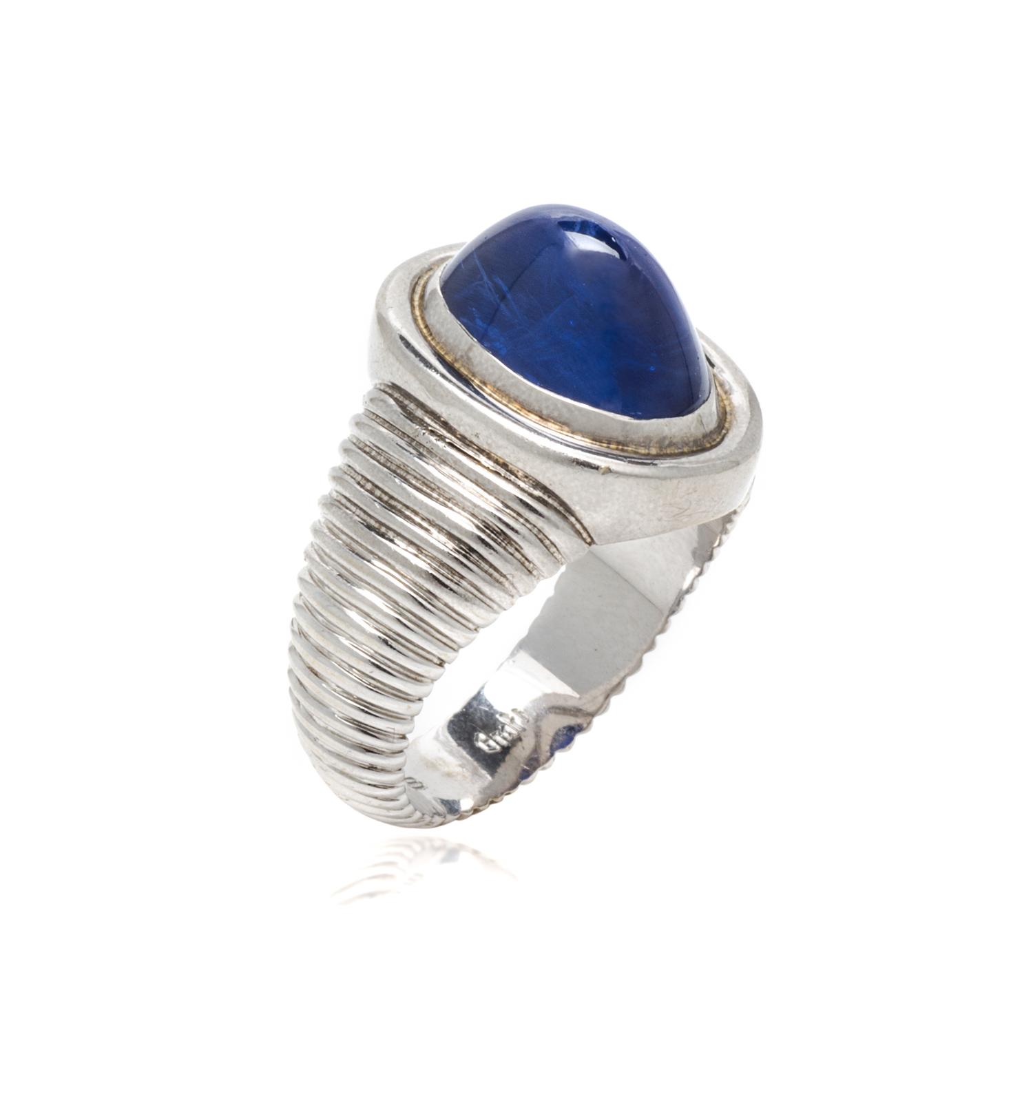 A Platinum and Sapphire Ring, Graff, 12.70 dwts.