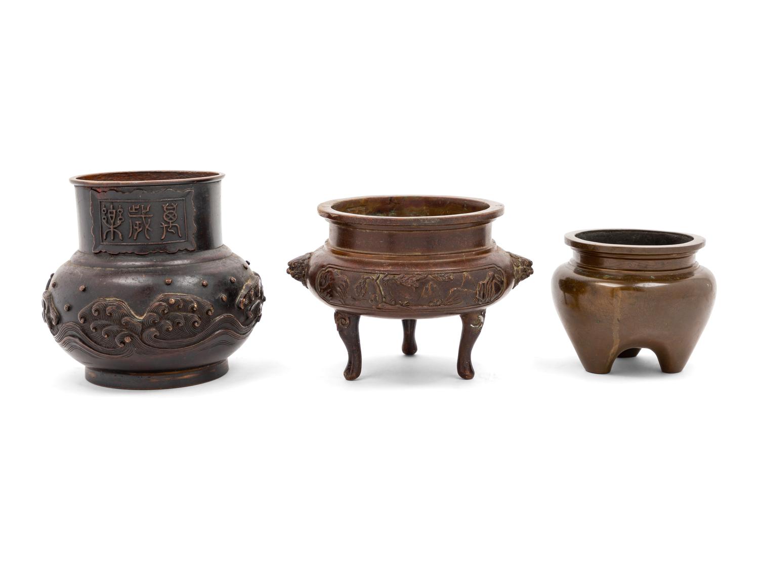 Three Chinese Bronze Censers