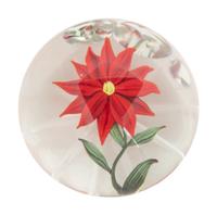 A Paul Stankard Red Poinsettia Glass Paperweight