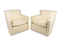 A Set of Four A. Rudin Leather Swivel Chairs — 21ST CENTURY