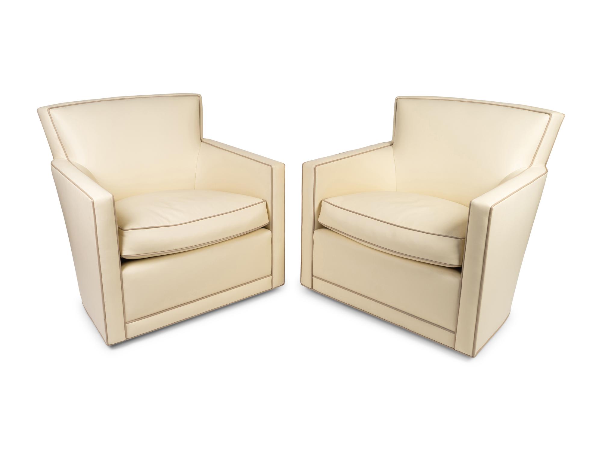 A Set of Four A. Rudin Leather Swivel Chairs — 21ST CENTURY