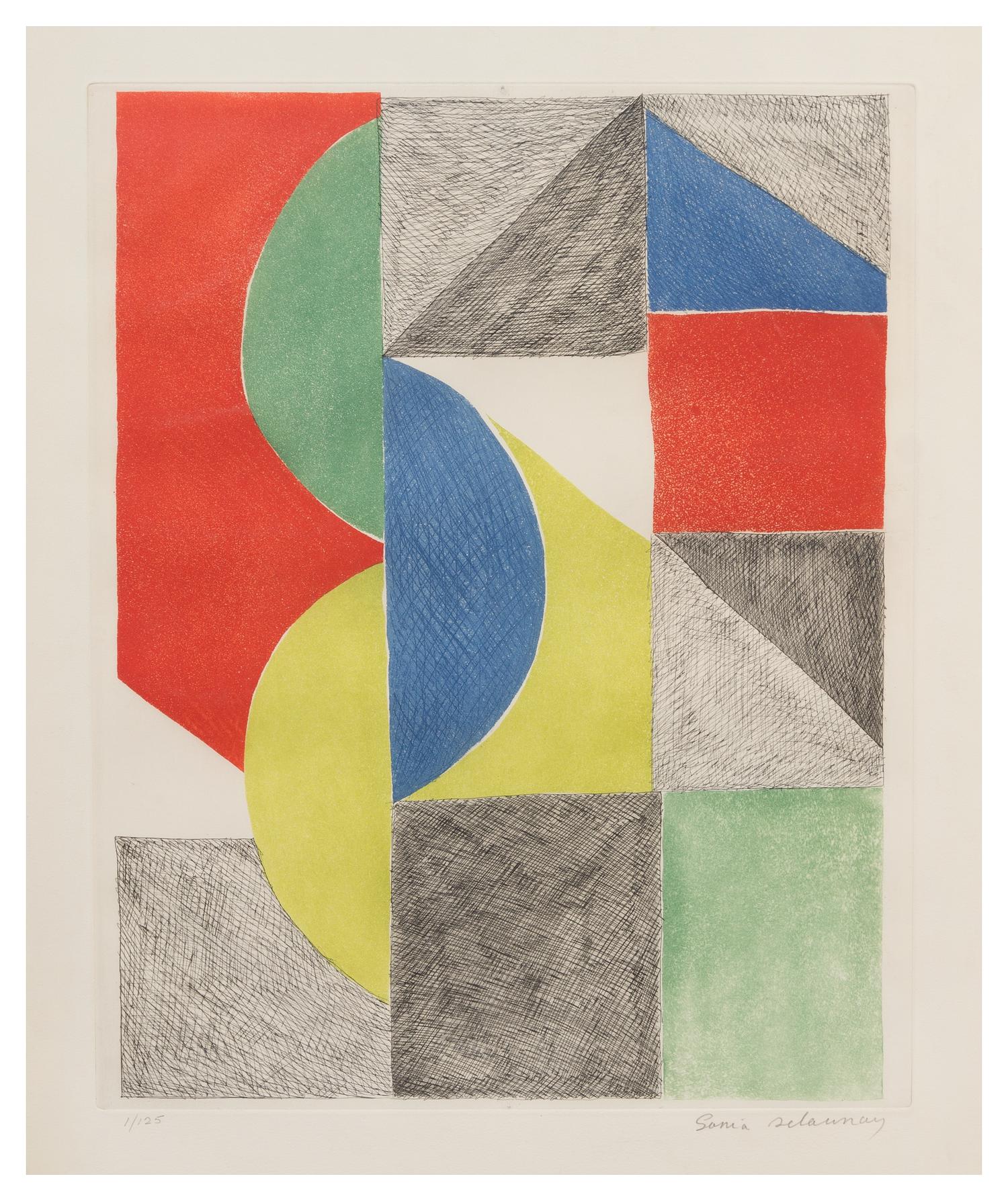 Sonia Delaunay, (Ukranian, 1885-1979), Two Etchings