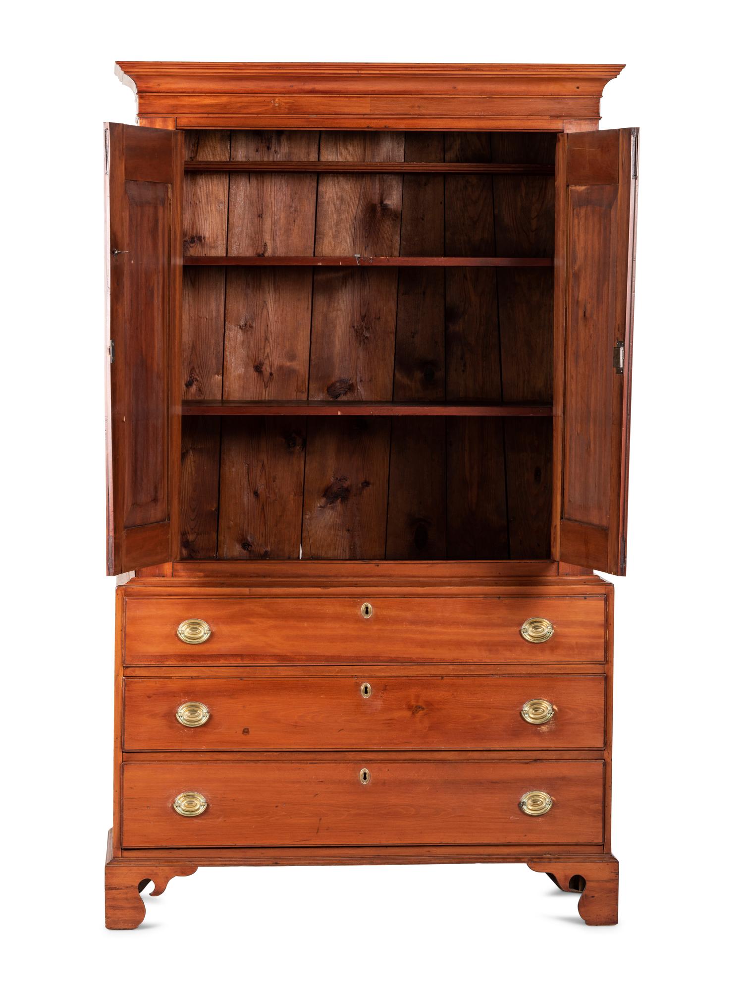 A Chippendale Cherrywood Linen Press