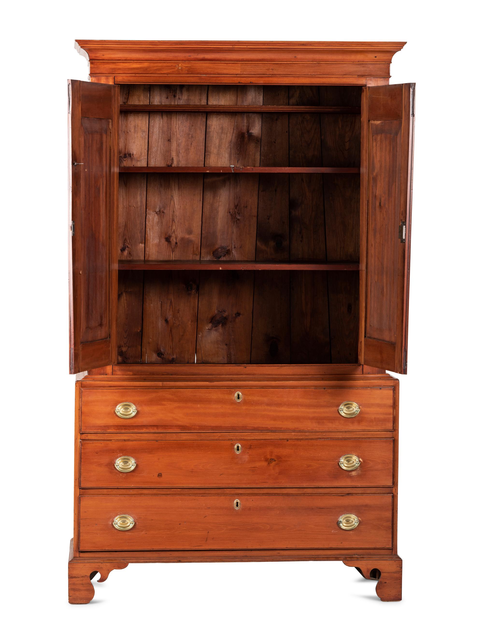 A Chippendale Cherrywood Linen Press