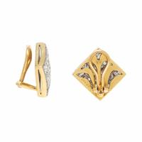 ATTRIBUTED TO TIFFANY & CO., BICOLOR GOLD AND DIAMOND EARRINGS