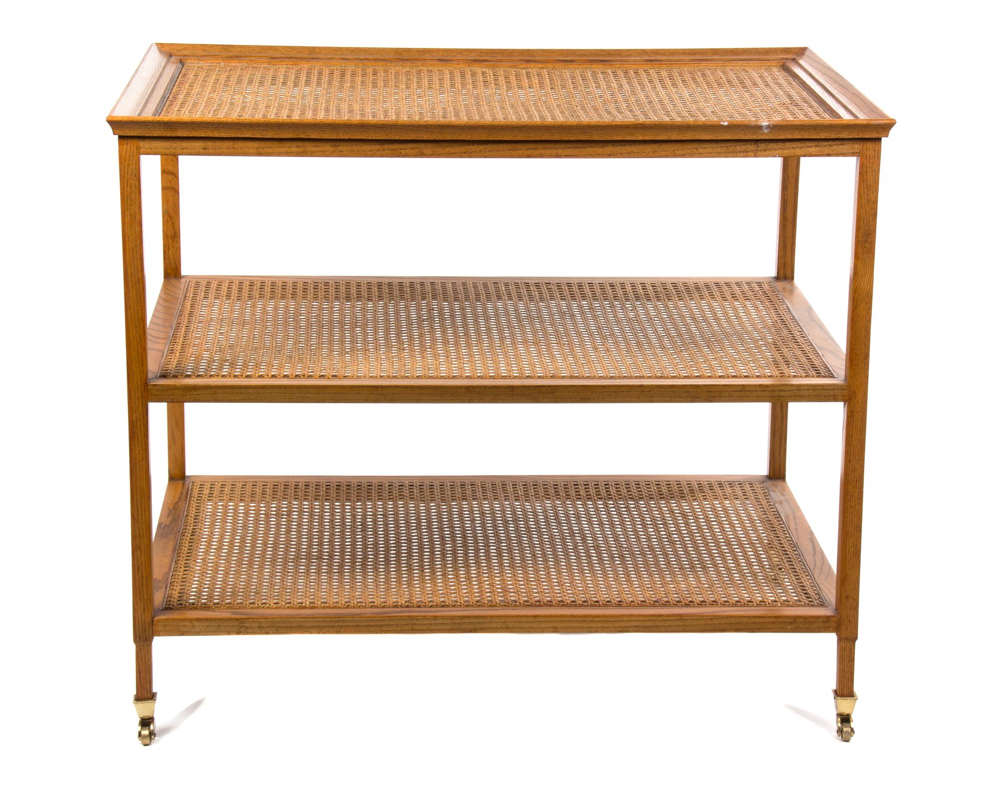 A Regency Style Oak and Cane Side Table Height 27 x width 32 x depth 21 inches. — 20TH CENTURY