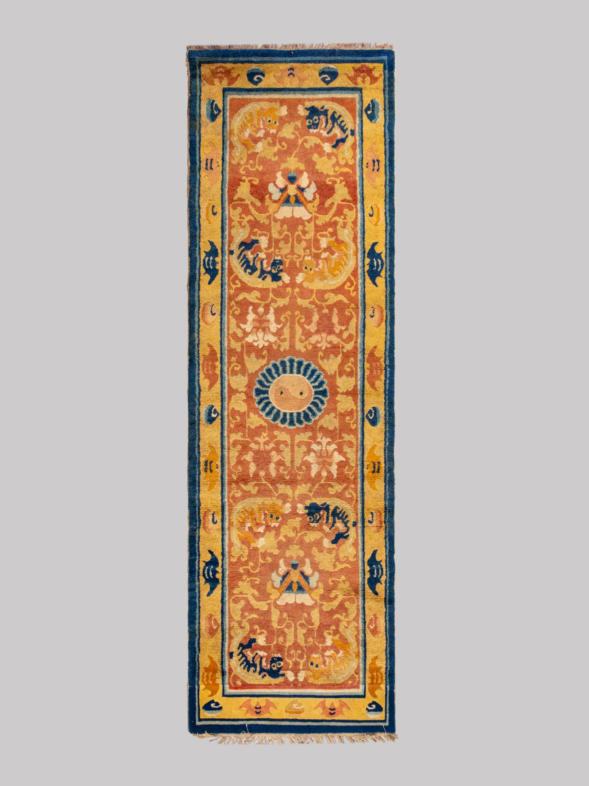 A Ningshia Wool Temple Runner and Two Ningshia Mats