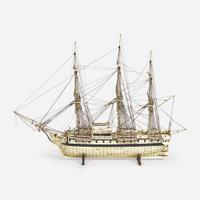 A cased prisoner-of-war bone ship model of the U.S. Frigate Confederacy (1778-1783) circa 1810