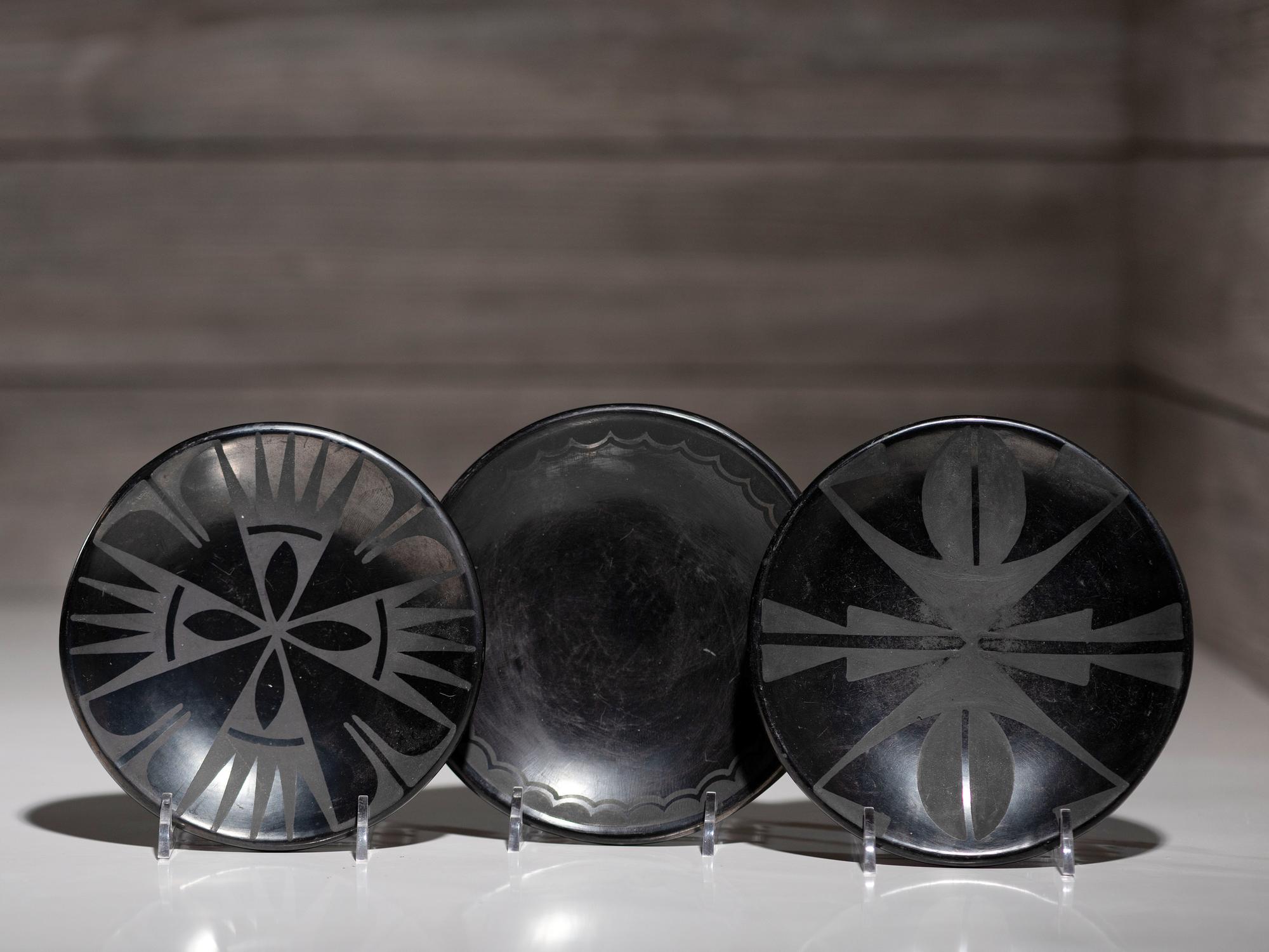 Blackware Pottery Plates 1956-1959