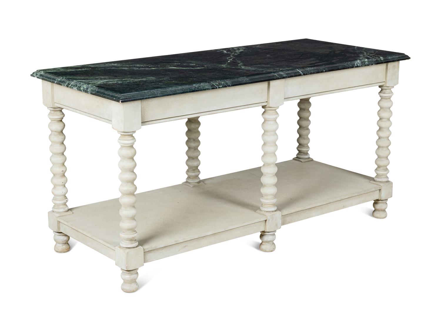 An Italian Baroque Style Painted Faux Marble-Top Console Table