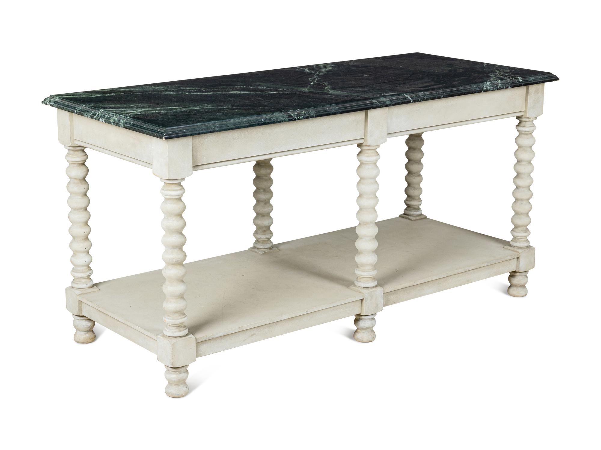An Italian Baroque Style Painted Faux Marble-Top Console Table