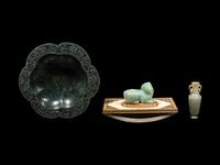 Three Chinese Carved Hardstone Desk Articles