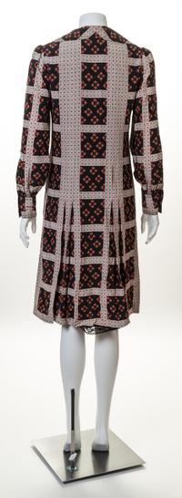 A Galanos for Amelia Gray Silk Floral and Geometric Print Dress, No size.