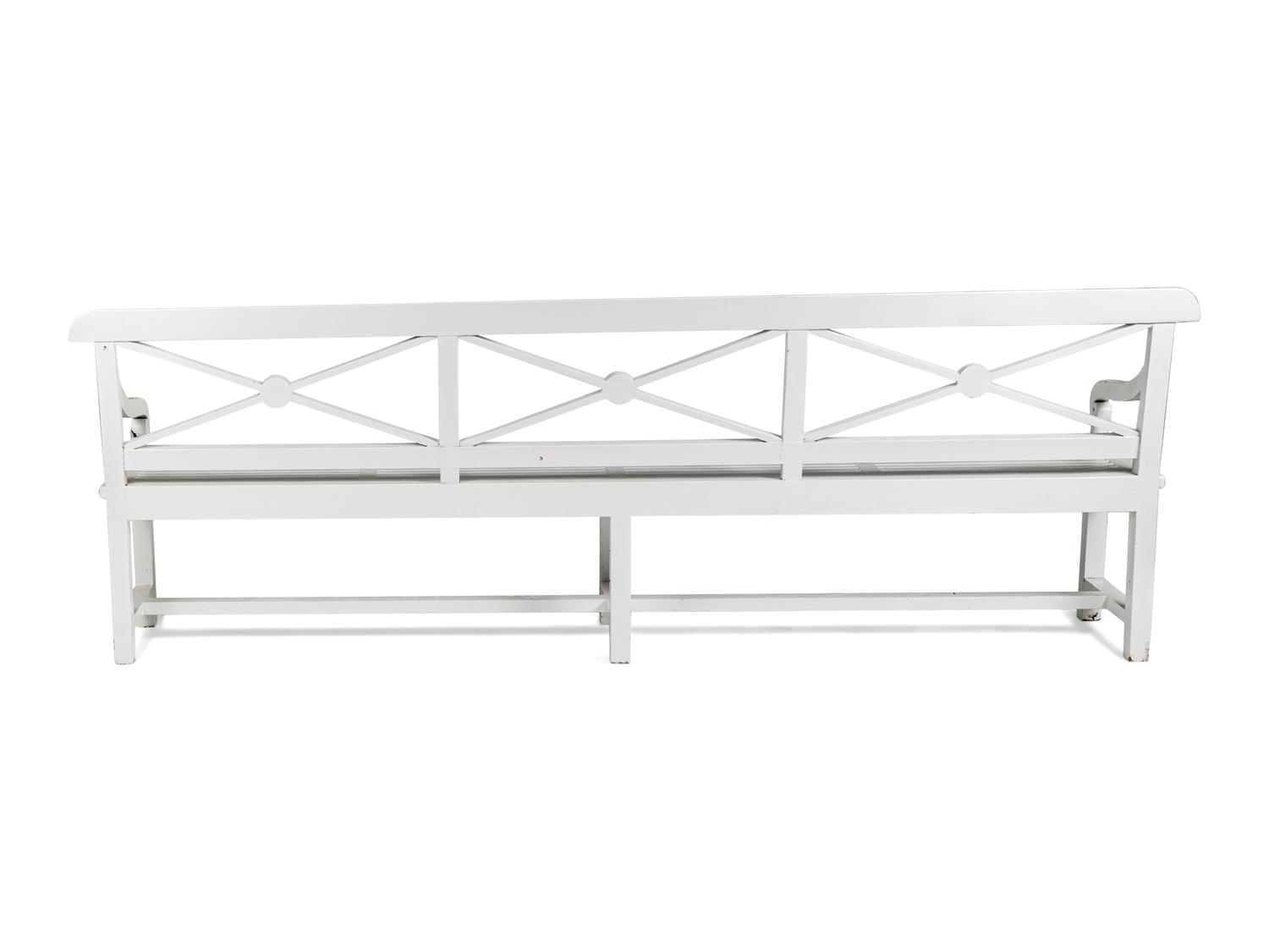 A White-Painted Wood Garden Bench