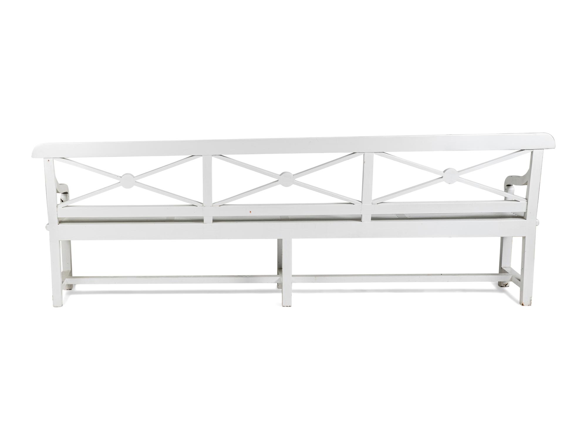 A White-Painted Wood Garden Bench