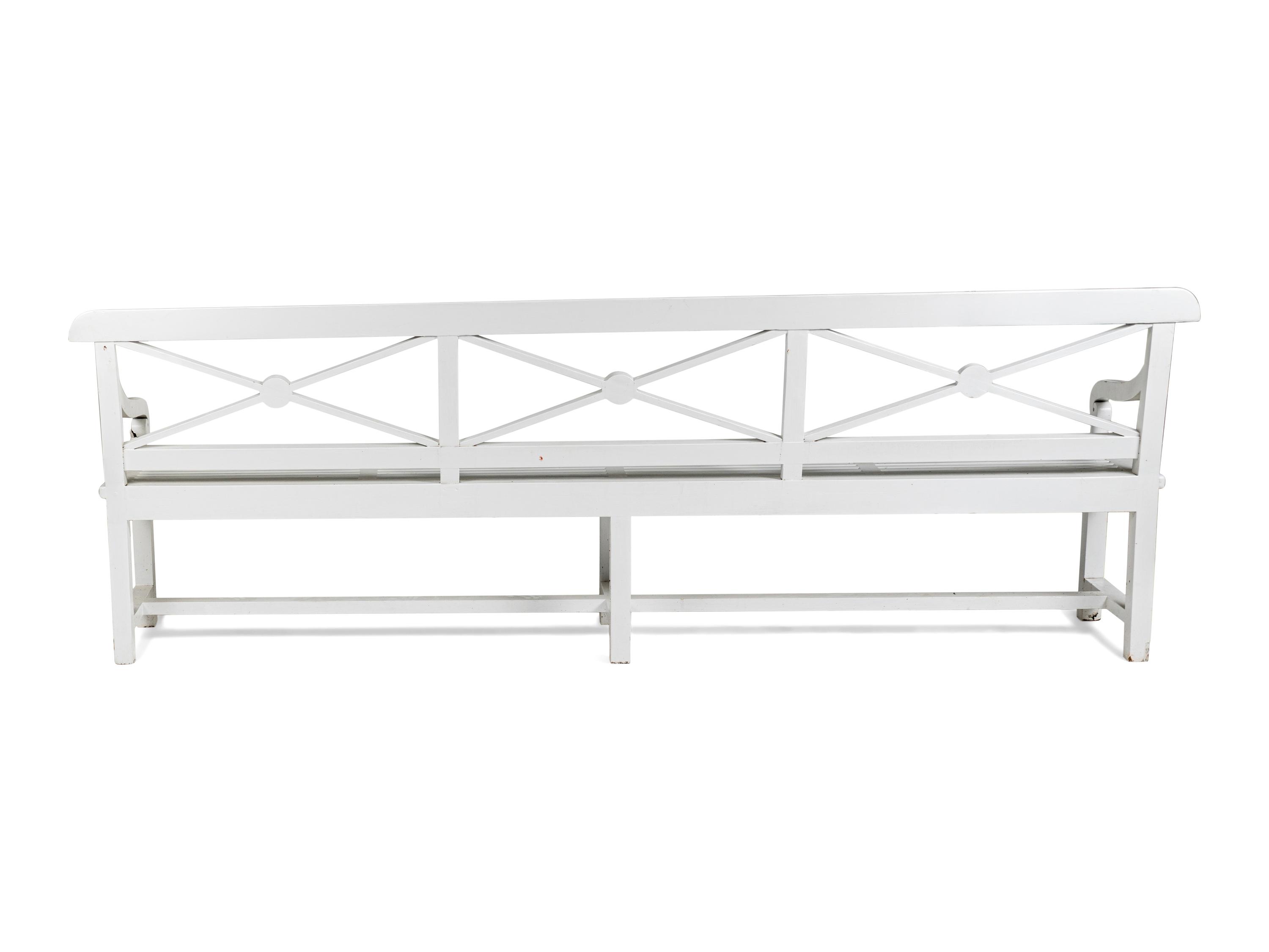 A White-Painted Wood Garden Bench