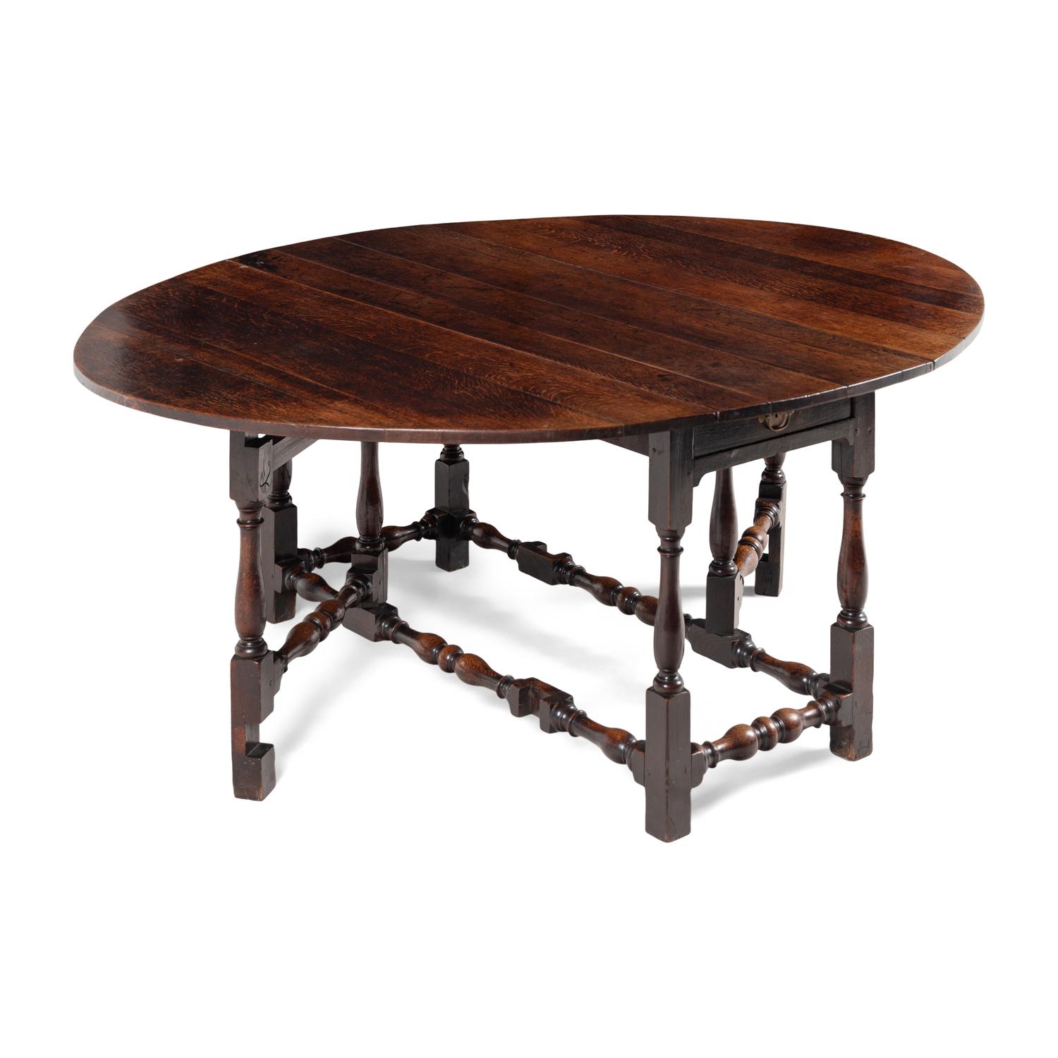 A Large English Oak Dropleaf Table